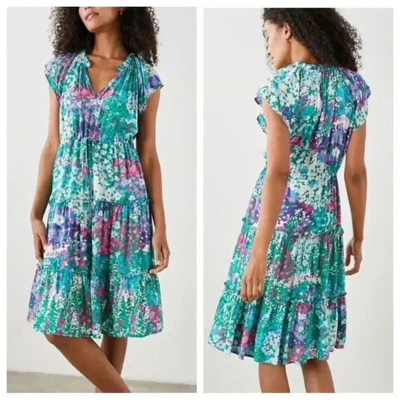 NWT Rails Juni Floral Tiered Midi Dress Gardenia Flower size Small - Picture 1 of 13